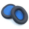 Leather Memory Foam Earpads for Sennheiser HD8 DJ / HD6 MIX Headphones - Replacement Cushions - Black / Blue