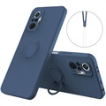 Xiaomi Redmi Poznámka 10 Pro Liquid Silikone Case s držiakom krúžku - modrá