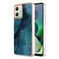 Motorola Moto G54 Marble Pattern Electroplated IMD TPU Case - Green