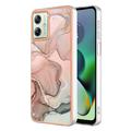 Motorola Moto G54 Marble Pattern Electroplated IMD TPU Case - Pink