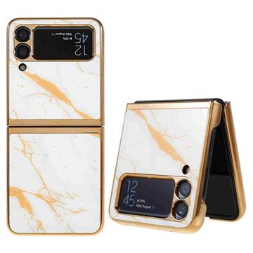 Marble Pattern Samsung Galaxy Z Flip4 Case - White