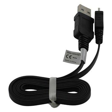 MicrousB plochý dátový kábel - čierna