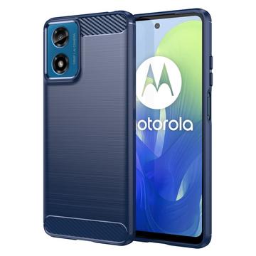 Motorola Moto G04/G24 Puzdro z Brúseného TPU - Uhlíkové Vlákno - Modrá