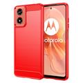 Motorola Moto G04/G24 Puzdro z Brúseného TPU - Uhlíkové Vlákno - Červená