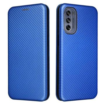 Motorola Moto G62 5G Flip Case - Uhlíkové Vlákno - Modrá