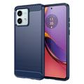 Motorola Moto G84 Puzdro z Brúseného TPU - Uhlíkové Vlákno - Modrá