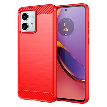 Motorola Moto G84 Puzdro z Brúseného TPU - Uhlíkové Vlákno - Červená