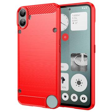 Nothing CMF Phone 1 Puzdro z Brúseného TPU - Uhlíkové Vlákno - Červená