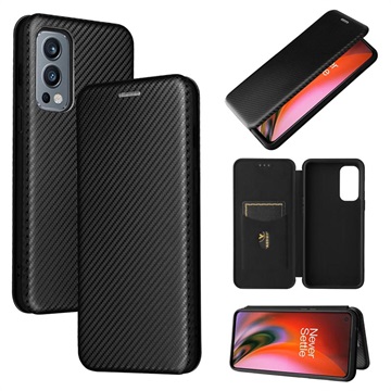 OnePlus Nord 2 5G Flip Case - uhlíkové vlákno - čierna