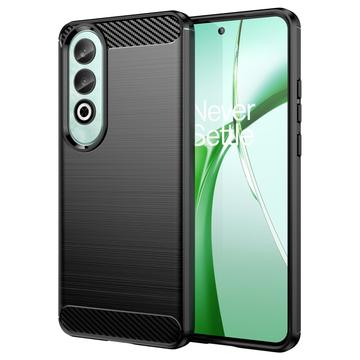 OnePlus Nord CE4 Puzdro z Brúseného TPU - Uhlíkové Vlákno - Čierne