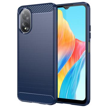 Oppo A18/A38 Puzdro z Brúseného TPU - Uhlíkové Vlákno - Modrá