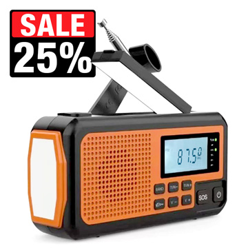 Outdoor Solar Powered Emergency Radio w. Hand Crank SY373 - 4000mAh