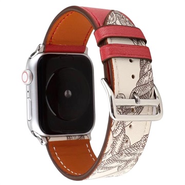 Apple Watch Series 10/9/8/SE (2022)/7/SE/6/5/4/4/3/2/1 Pattern Atter Leather Race - 42mm/41mm/40mm/38mm - červená