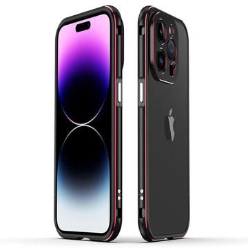 Kovový Nárazník iPhone 14 Pro Max v štýle Polar Lights - Černá / Červená