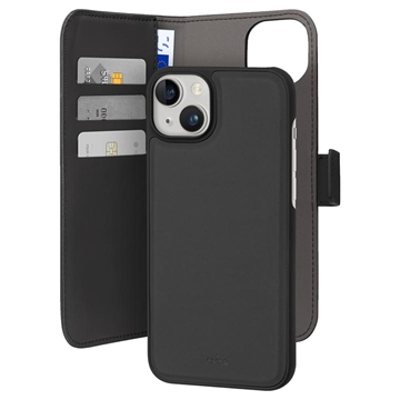 Puro 2-v-1 magnetický iPhone 15 Plus Wallet Case - Čierna