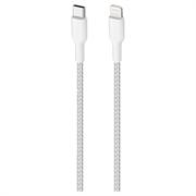 Ultra silný kábel USB-C / Lightning Puro Fabric - 1,2 m, 20 W - biely