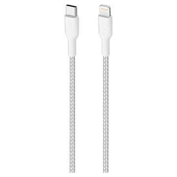 Ultra silný kábel USB-C / Lightning Puro Fabric - 2 m, 20 W - biely