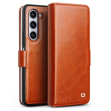 Samsung Galaxy Z Fold5 Qialino Classic Wallet Leather Case - Svetlo hnedá