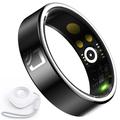 R20 Ceramic Resin Health Monitoring Smart Ring with Charging Case - Size: 13/22.2mm - Black