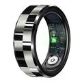 R9 Premium Stainless Steel Smart Ring with Charging Case - Size: 10/19.8mm - Black