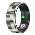 R9 Premium Stainless Steel Smart Ring with Charging Case - Size: 10/19.8mm - Silver