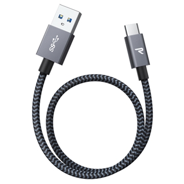 Nylonový Opletený Kábel USB-C Rampow T04 - 2m - Čierny