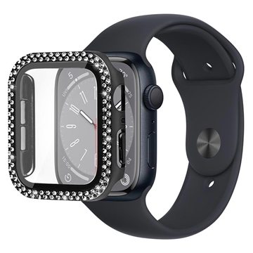 Rhinestone Decorative Apple Watch Series 9/8/7 Puzdro s Ochrancom Obrazovky - 41mm - Čierna