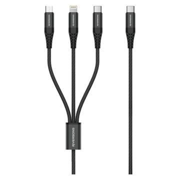 Riversong Infinity Nylon Braided 3-in-1 Cable - USB-C to USB-C/Lightning/MicroUSB - 1m/3A - Black