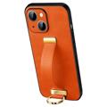 Sulada Fashion iPhone 14 Plus Hybridné Puzdro s Remienkom na Ruku - Oranžová