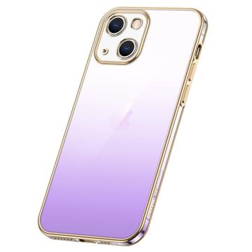 TPU puzdro Sulada Gradient Plating Frame na iPhone 14 - Fialová