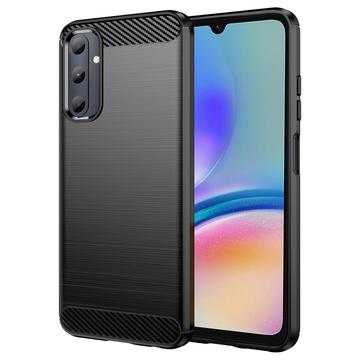 Samsung Galaxy A05s Puzdro z Brúseného TPU - Uhlíkové Vlákno - Čierne