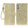 Samsung Galaxy A16 Stylish Glitter Wallet Case - Gold