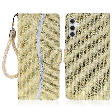 Samsung Galaxy A16 Stylish Glitter Wallet Case - Gold