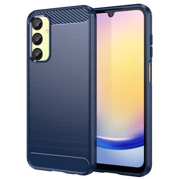 Samsung Galaxy A25 Puzdro z Brúseného TPU - Uhlíkové Vlákno - Modrá