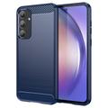 Samsung Galaxy A55 Puzdro z Brúseného TPU - Uhlíkové Vlákno - Modrá