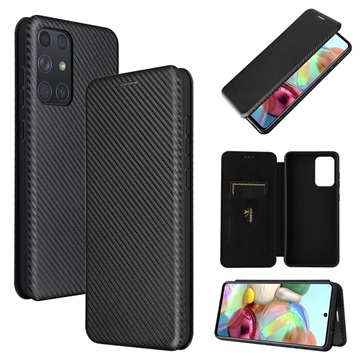 Samsung Galaxy A72 5G/4G Flip Case - uhlíkové vlákno - čierna