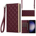 Samsung Galaxy S23 FE Luxury Quilted Wallet Case - Wine Red