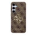 Samsung Galaxy S24 Guess 4G Big Metal Logo Hybrid Case - Brown