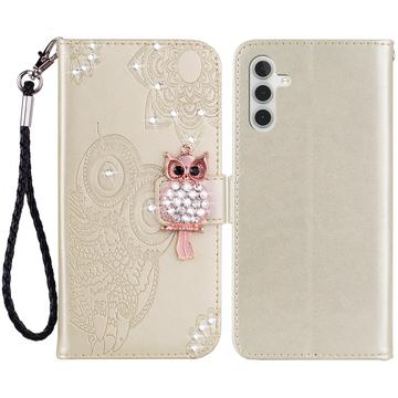 Samsung Galaxy S24 Owl Rhinestone Wallet Case