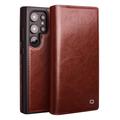 Samsung Galaxy S25 Ultra Qialino Classic Wallet Leather Case - Dark Brown