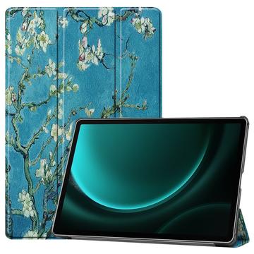 Samsung Galaxy Tab S9 FE+ Tri-Fold Series Smart Folio puzdro – Biele kvety