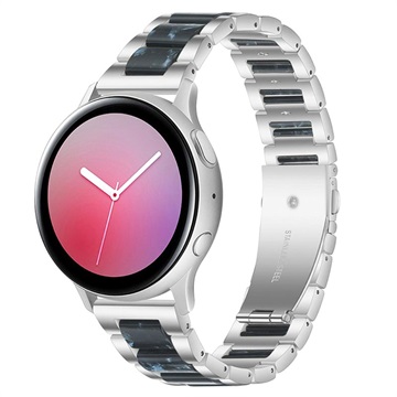 Samsung Galaxy Watch4/Watch4 Classic/Watch5/Watch6/Watch FE/Watch7 klasický popruh z nehrdzavejúcej ocele - tmavo modrá / strieborná