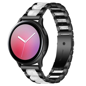 Samsung Galaxy Watch4/Watch4 Classic/Watch5/Watch6/Watch FE/Watch7 klasický popruh z nehrdzavejúcej ocele - Pearl Grey / Black