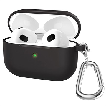 AirPods 3 Silikónové puzdro s karabínom - čierna