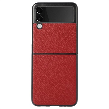 Samsung Galaxy Z Flip3 5G Slim Cover - Skutočná koža - červená