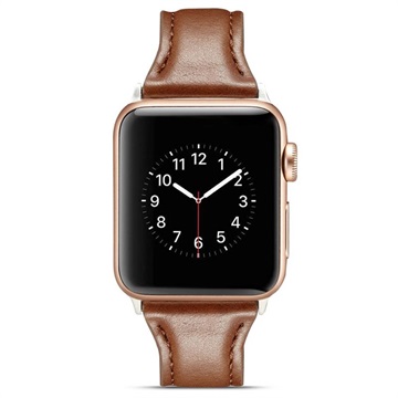 Apple Watch Series Ultra 2/Ultra/9/8/SE (2022)/7/SE/6/5/4/3/2/1 Slim Leath Rap - 45 mm/44 mm/42 mm - káva