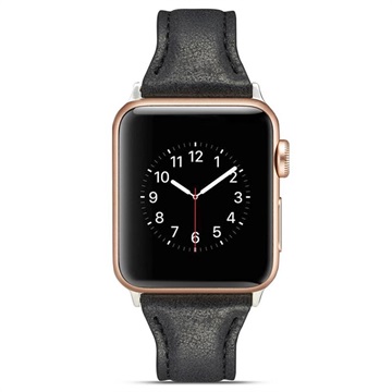 Apple Watch Series 10/9/8/SE (2022)/7/SE/6/5/4/4/3/2/1 Slim Leather Race -  42mm/41mm/40mm/38mm - čierna