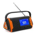 Solar Powered Emergency Radio w/ Flashlight, Power Bank (Open-Box Satisfactory) - Black / Orange