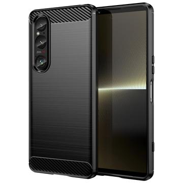 Sony Xperia 1 VI Puzdro z Brúseného TPU - Uhlíkové Vlákno - Čierne