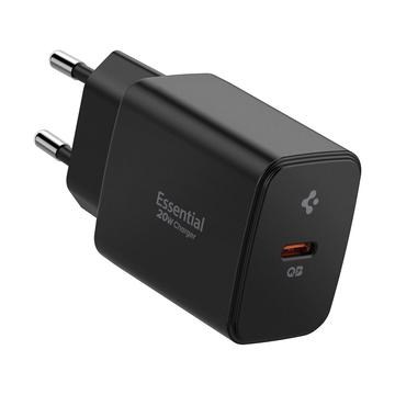 Spigen Essential EE201EU USB-C Charger 20W - GaN, Quantum Boost - Black